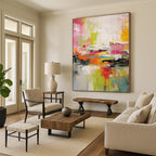 “Colorful Abstract Chaos of a Summer Day” - Energetic Abstract Painting On Canvas PS0238