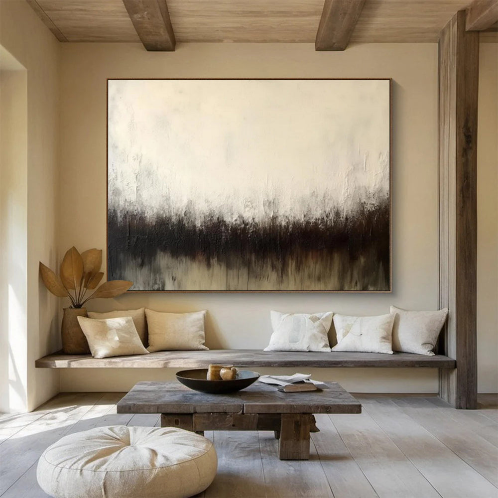 “Black - White Abstract Horizon” - Abstract Minimalist - Painting On Canvas PT1724