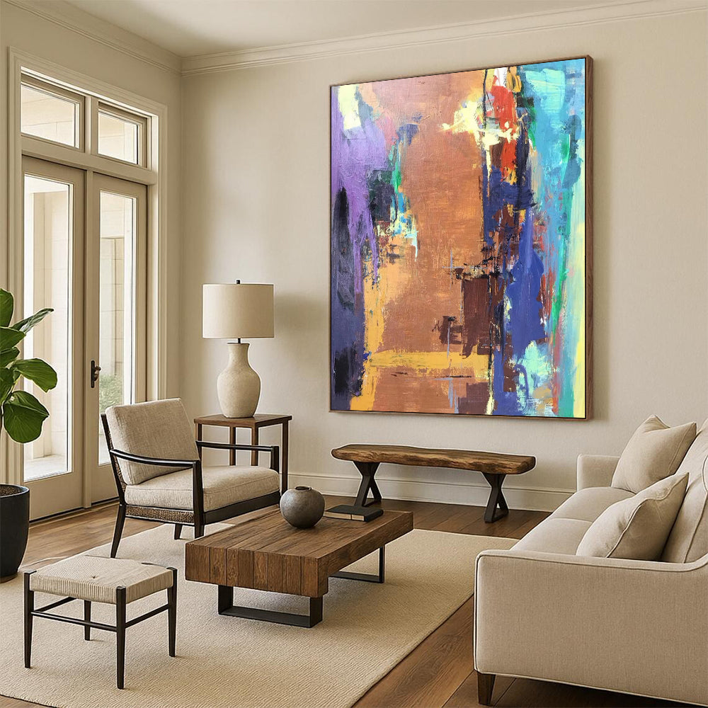 “Colorful Abstract Cityscape” - Abstract Landscape Painting On Canvas DS036