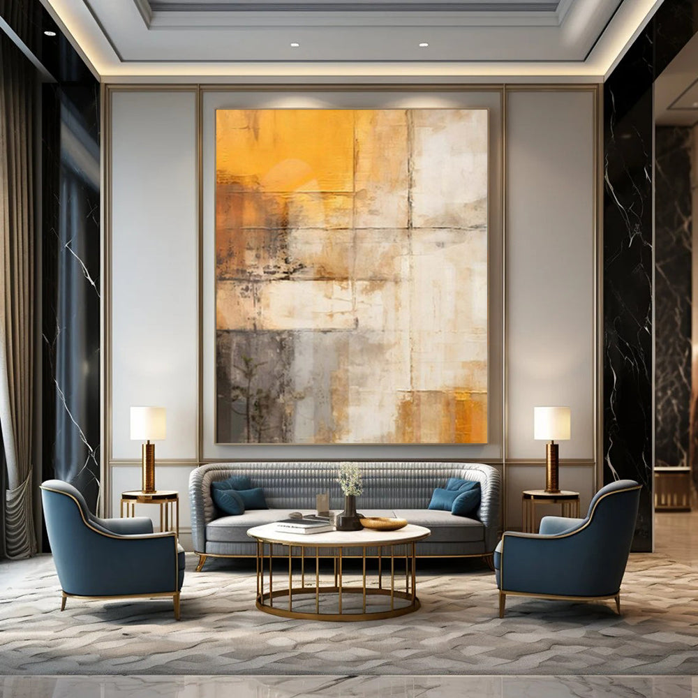 Light Blues, Beiges, and Browns with Subtle Lines "Airy Minimalism" Abstract Geometric Painting On Canvas PS1056