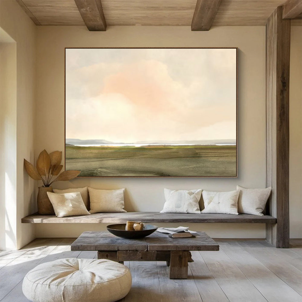 “Pastel Sky and Earth Landscape” - Soft Impressionistic Painting On Canvas PT121