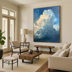 “Blue - White Fluffy Clouds” - Impressionistic Sky Painting On Canvas DS006