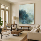 “Soft Blue - Grey Mist: Ethereal Abstract” - Dreamy Watercolor - Style Art On Canvas PT0948