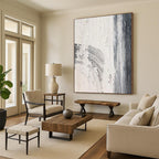 “Linear Textures: Gray, White Abstract” - Subtle Abstract Painting On Canvas DS399