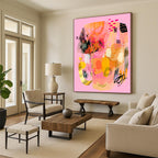 “Pink - Orange - Gold Abstract Medley” - Abstract Painting On Canvas PT2009