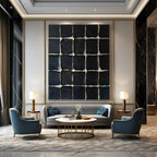 Grid of Textured Black Squares "Monochrome Mosaic" Relief Sculpture On Canvas PS1072