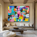 “Vibrant Mixed Shapes and Patterns” Pop Art Inspired Abstract Painting On Canvas PT1811