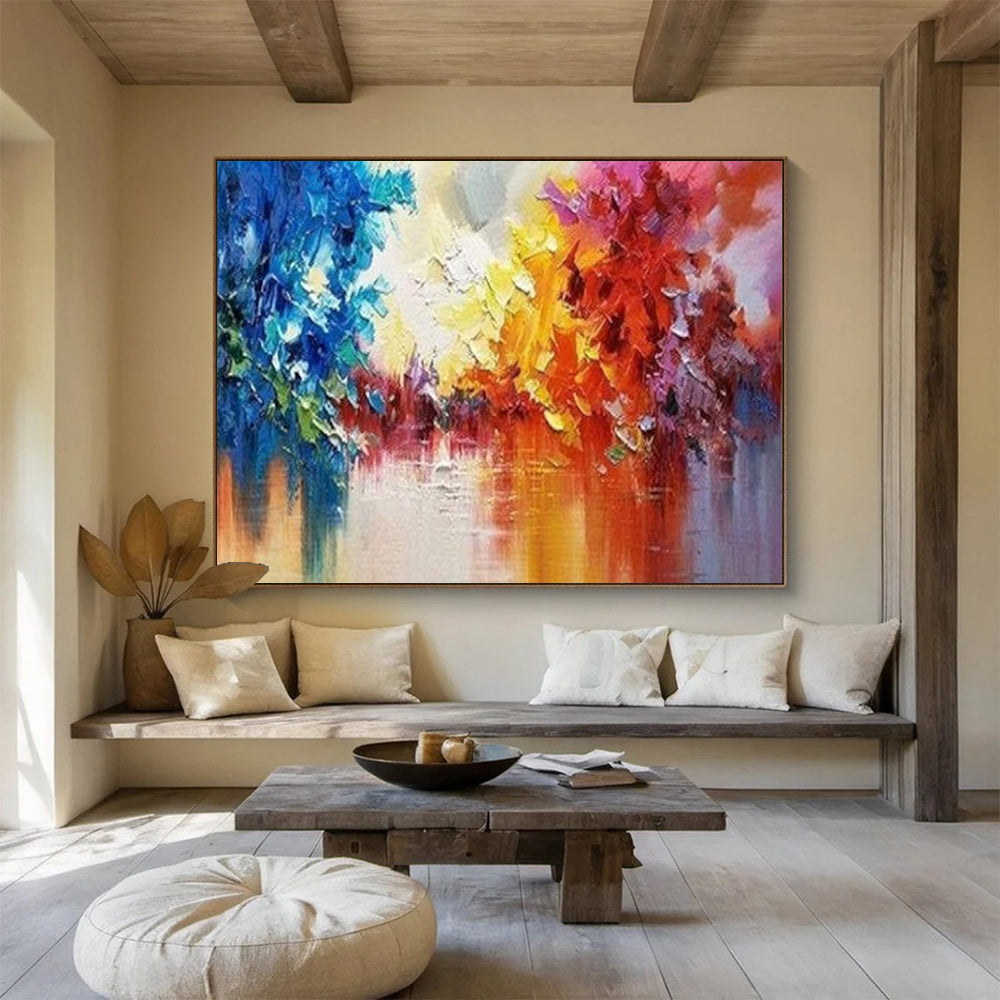“Colorful Abstract Trees” - Vibrant Landscape Painting On Canvas PT186