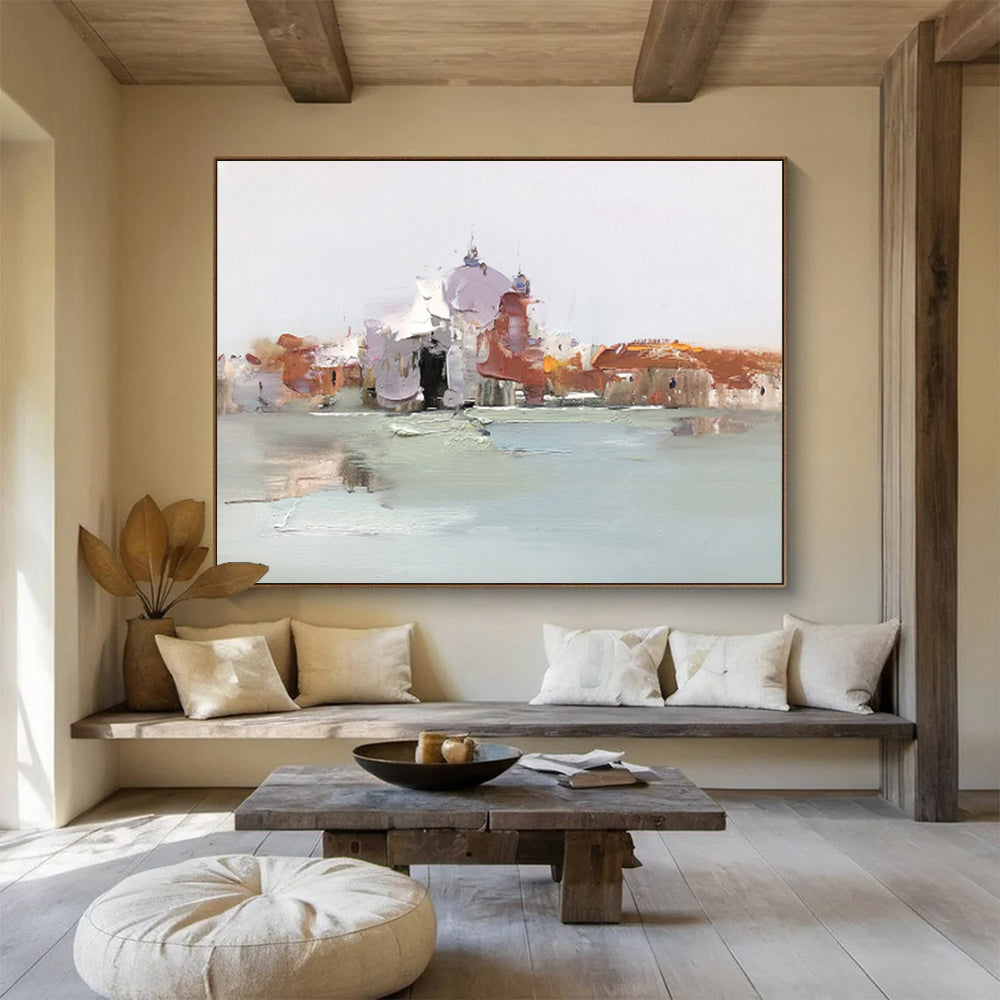 “Soft Venetian Impression” - Impressionistic Cityscape Painting, Suitable for Romantic Bedroom & Elegant Living Room DKS633