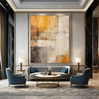 Soft Pinks, Oranges, and Creams with Curved Forms "Sunset Silhouettes" Abstract Shape - Focused Painting On Canvas PS1057