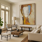 “Collage Portrait in Earth Tones” - Mixed - Media Collage Painting On Canvas PT2221