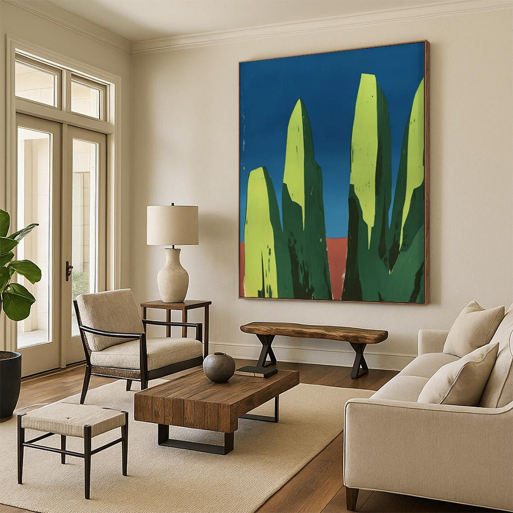 Minimalist Green Rocks Painting On Canvas DS093