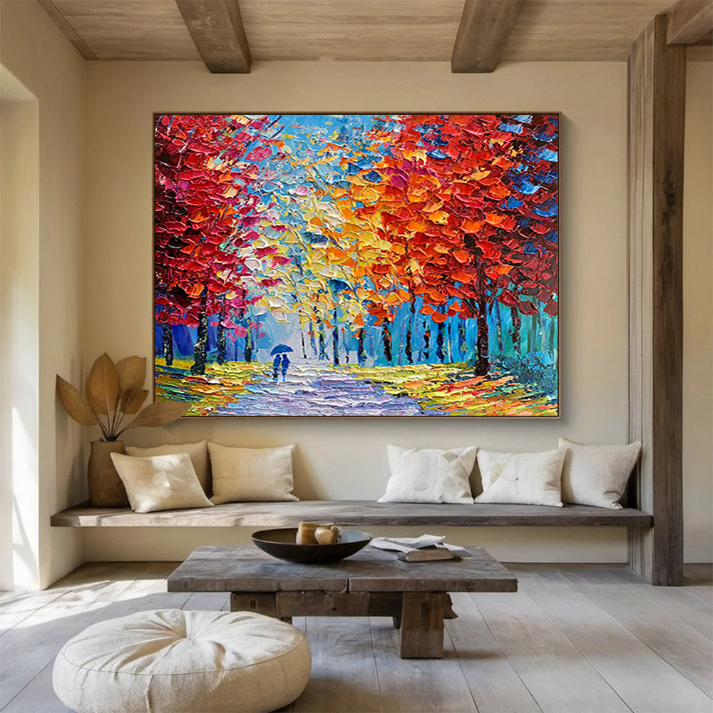 “Colorful Autumn Stroll” - Impressionistic Forest Painting On Canvas PT200