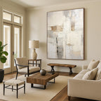 “Neutral - Toned Grid Abstract” - Minimalist Abstract Painting On Canvas PT1255