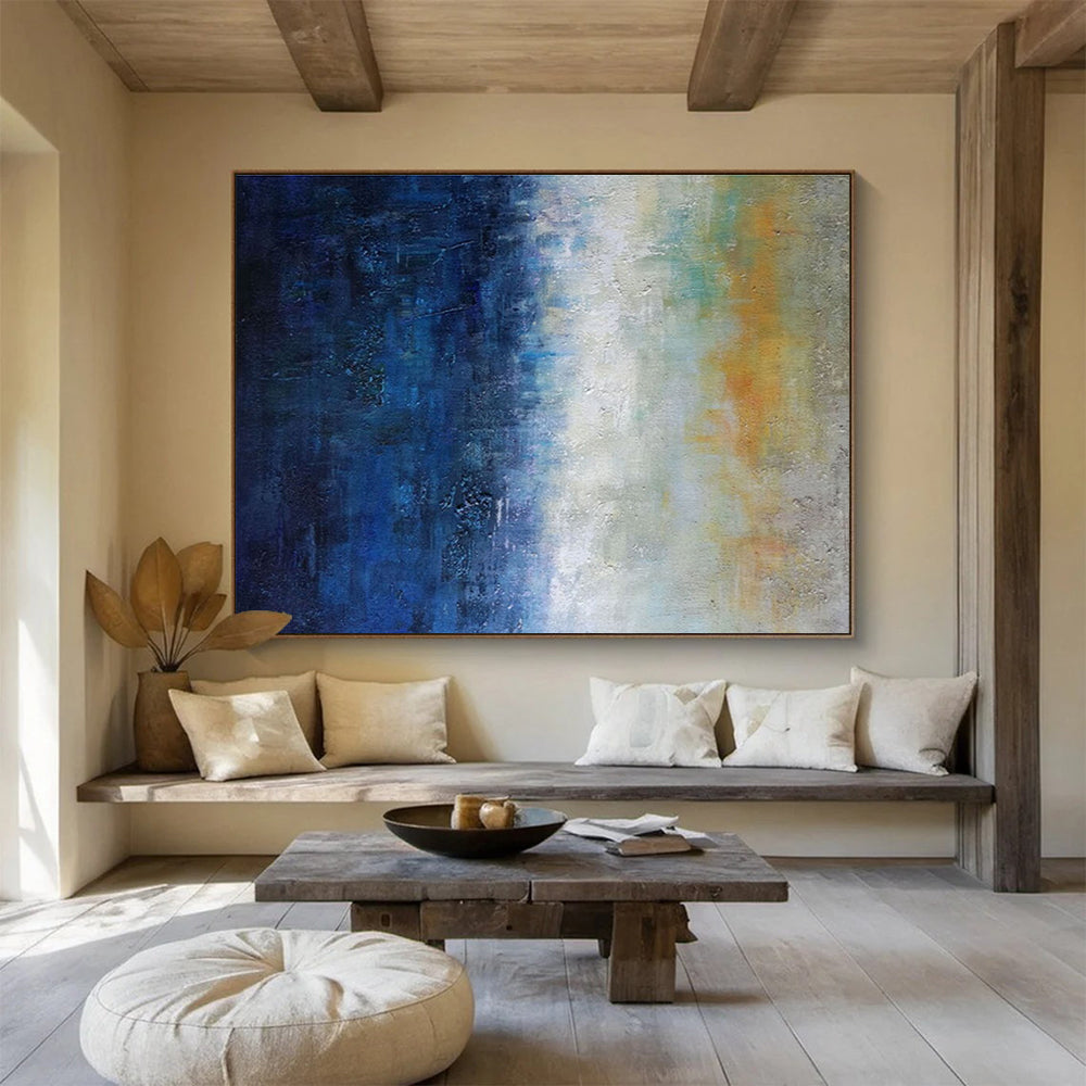 “Blue and Gold Gradient” - Abstract Oil Painting On Canvas DKS854