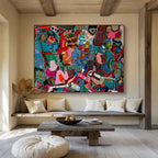 “Vibrant Abstract Mosaic” - Cubist - Inspired Painting On Canvas PT242