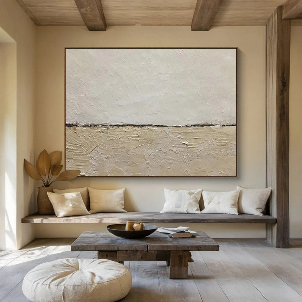 “Textured Neutral Divide” - Abstract Minimalist Painting On Canvas DKS452