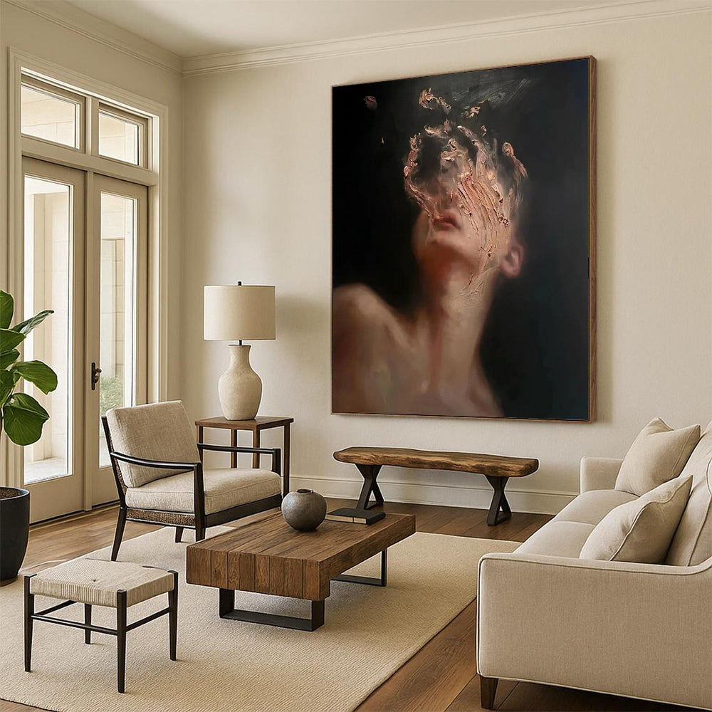 “Fragmented Face Portrait” - Expressive Figurative Painting On Canvas DS315