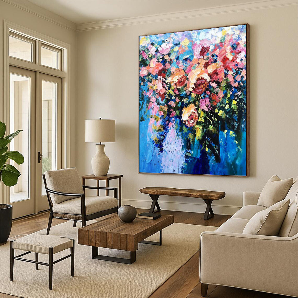 “Colorful Flower Bouquet” - Impressionist Floral Painting On Canvas PT1349