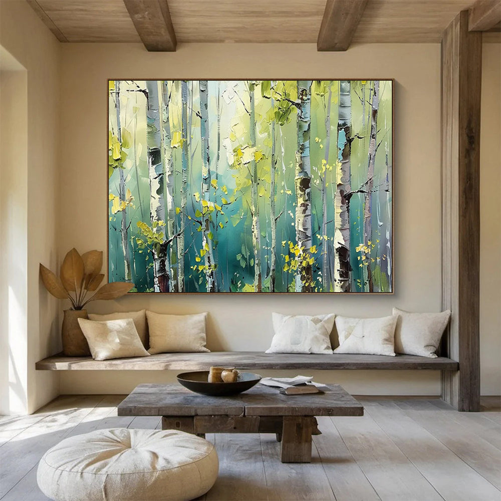 Aspen Glow - Forest Oil Painting, Fit for Reading Nook & Yoga Studio DKS670