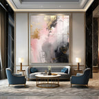 Blush and Gold Dreamscape - Soft - Textured Abstract Painting On Canvas PS1245