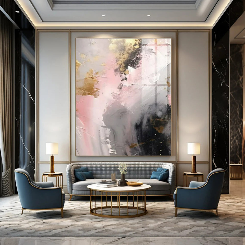 Blush and Gold Dreamscape - Soft - Textured Abstract Painting On Canvas PS1245