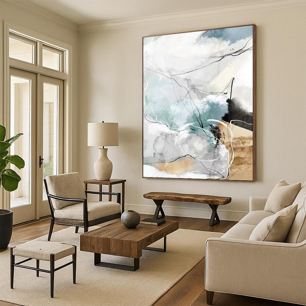 “Soft Color Geometric Abstract” - Minimalist Abstract Painting On Canvas PT1337
