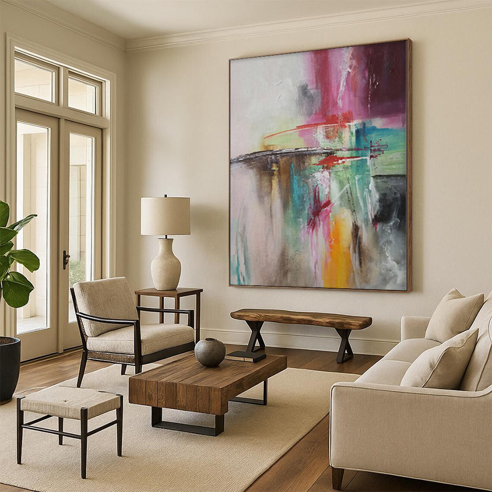 “Color Clash Abstract” - Modern Abstract Painting On Canvas PS0056