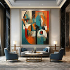 Bold Colors with Interlocking Circles "Colorful Connections" Abstract Painting On Canvas PS1259