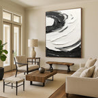 “Black and White Swirl Dynamics” - Energetic Abstract Painting On Canvas DS380
