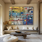 “Colorful Abstract Grid” - Abstract Expressionist Painting On Canvas DKS842