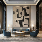 “Black - White Geometric Abstract” - Modern Abstract Painting On Canvas PS0122