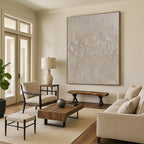 “Beige Textured Minimalism” - Beige, Gray Abstract Textured Minimalist Painting On Canvas PS0579