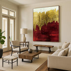 “Gold - Burgundy Abstract” - Abstract Expressionist Painting On Canvas PT1339