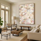 “Pastel - colored Textured Floral Abstract” - Impressionistic Flower Painting On Canvas PT0982