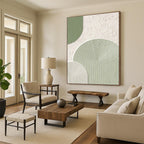 “Green and White Geometric Textures” - Modern, Abstract Painting On Canvas PT1488