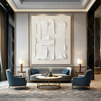 “White Textured Minimalist” - 3D Abstract Painting On Canvas PS0145