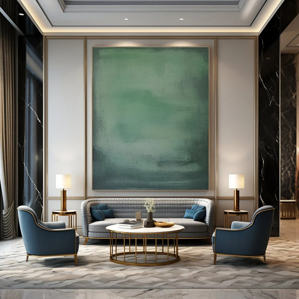 Green, Light Green with Subtle Gradients "Muted Calm" Abstract Painting On Canvas PS1465