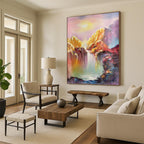 “Colorful Mountain Waterfall” - Expressionist Landscape Painting On Canvas PT1279