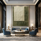 “Cloth - Over - Striped Green” - Mixed - Media Abstract Painting On Canvas PS0219