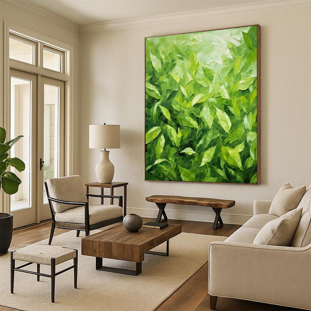 “Lush Green Leaves” - Realistic Botanical Painting On Canvas PT2293