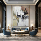 “Black - White - Gold Abstract Chaos” - Expressive Abstract Painting On Canvas PS0209