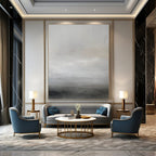 Gray and White Minimalist, "Silent Horizon" – Minimalist Abstract Painting On Canvas PS1013