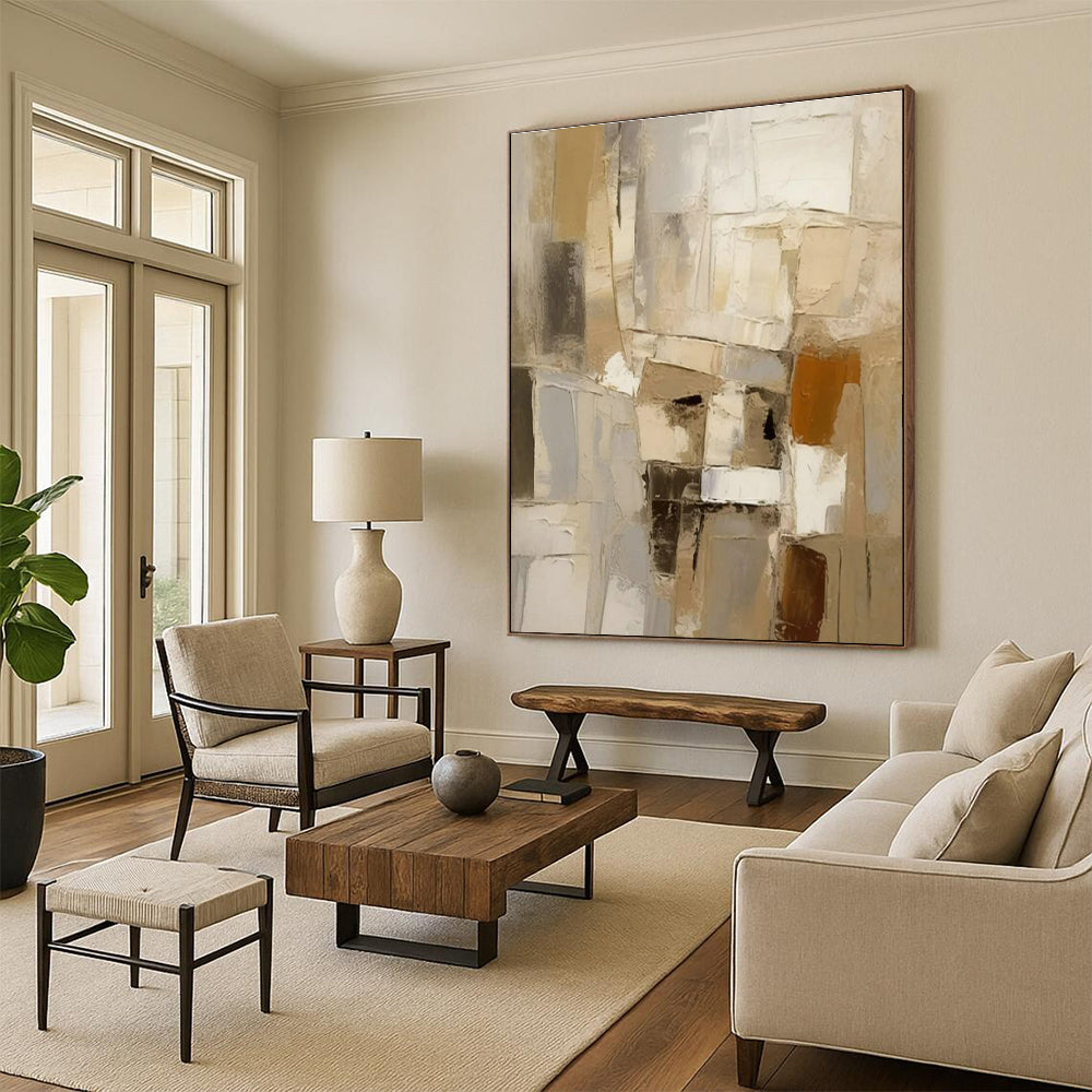 “Neutral Abstract Blocks” - Neutral Multicolor Abstract Painting PS0610