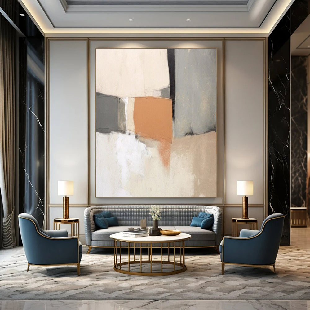 Muted Tones, "Soft Geometry" – Abstract Geometric Painting On Canvas PS1040