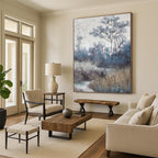 “Misty Forest Blues” - Cool Tones, Woodland Scene Painting On Canvas PT1458