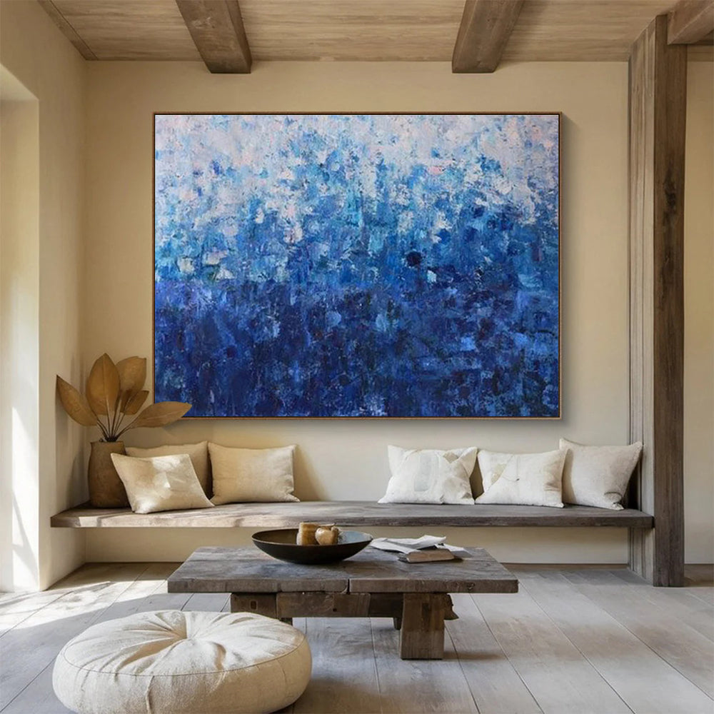 Blue Gradient Abstract: Minimalist & Serene Painting for Coastal Bedroom & Spa Relaxation Area DKS660