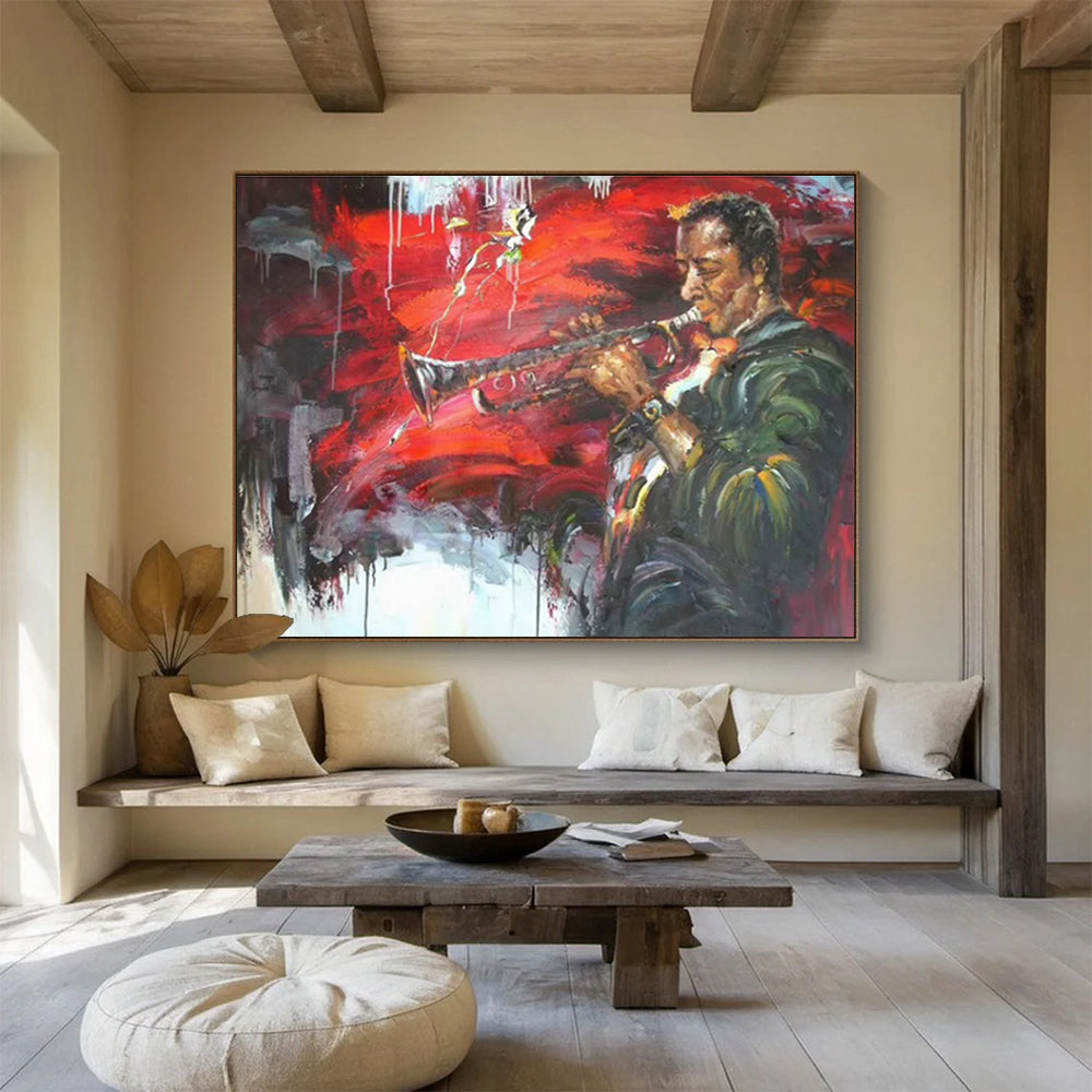 “Jazz Musician Portrait” - Expressive Portrait Painting, Great for Music Room & Urban Loft DKS636