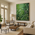 “Green Leafy Textured Abstract” - Impressionist Botanical Painting On Canvas PT2284