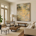 “Golden Hues Abstract” - Nature - Inspired Abstract Painting On Canvas PS0075